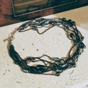 Vintage Lampwork Purple Shades Glass Beads Multistrand Handcrafted Necklace